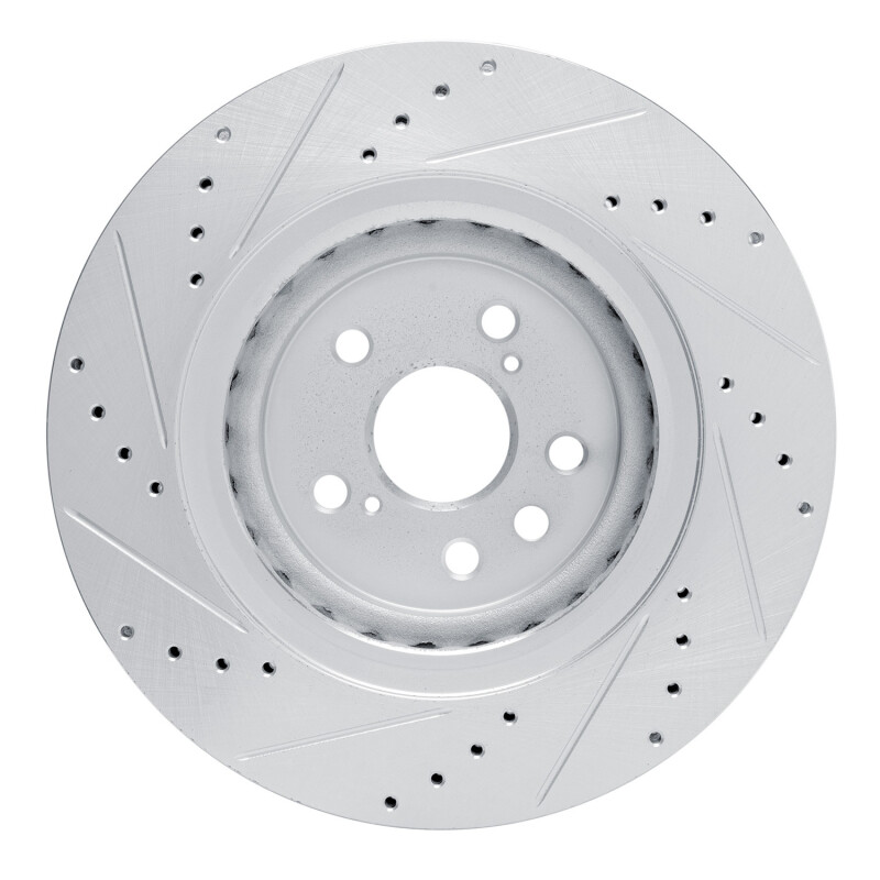 Lexus RX350 Brake Rotor (1) - Front Right - R1 Concepts - Drilled & Slotted - Silver - `20-`25